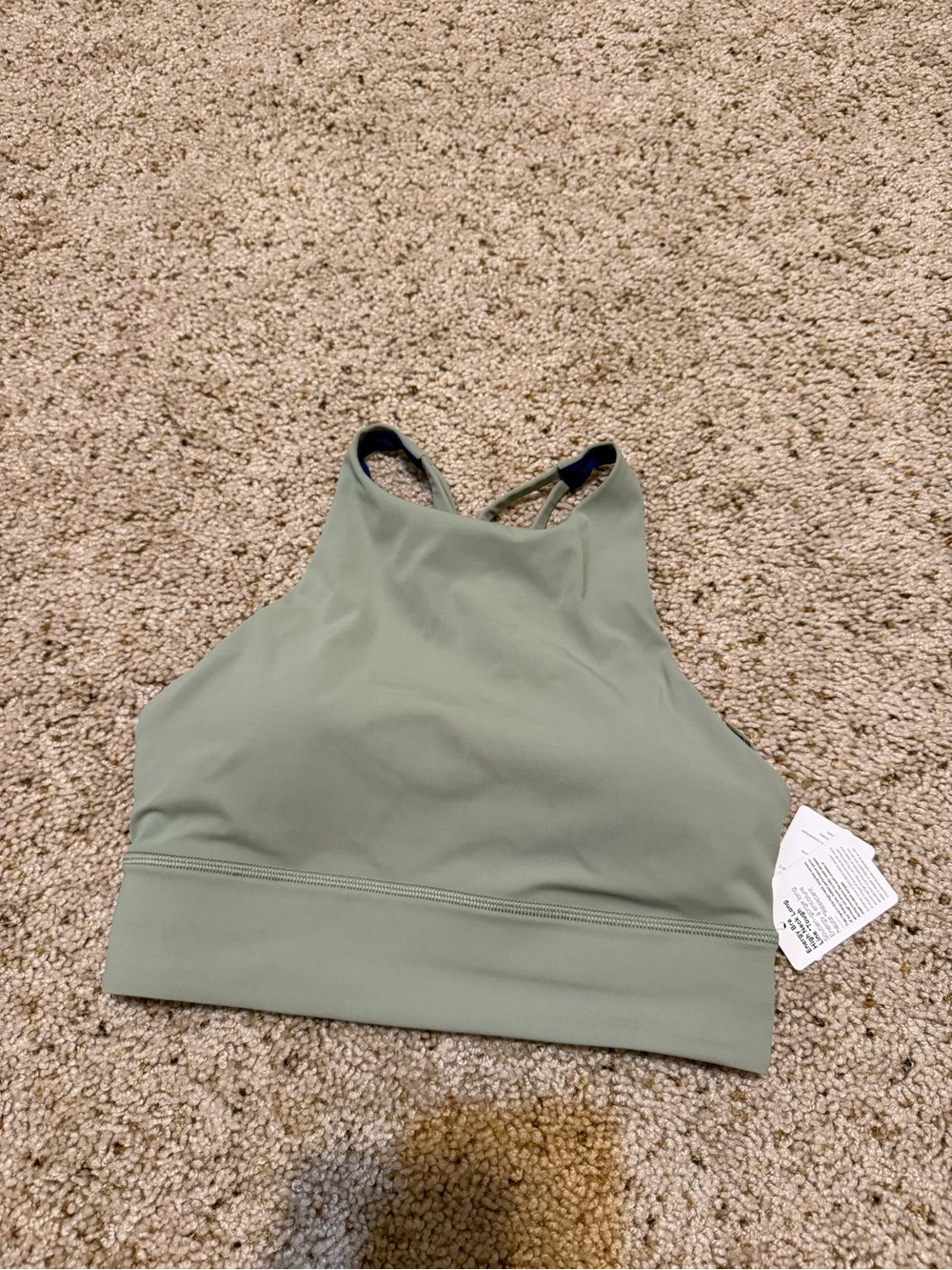 NWT Lululemon High Neck Energy Longline Bra Laurel Green Size 6